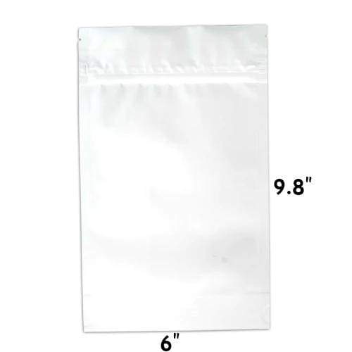 Mylar Bag DymaPak Child Resistant White Mylar Bag - Opaque  1 Oz - 28 Grams (100, 500, or (1000 Count)