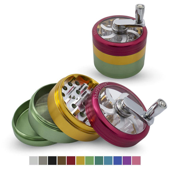 RASTA SHARPSTONE CLEAR TOP 63MM CRANK Herb Grinder 4-PIECE