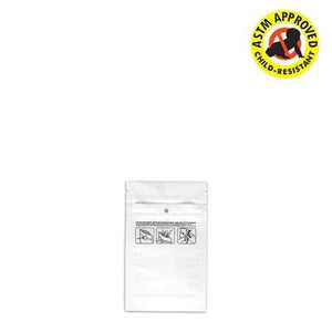 Mylar Bag DymaPak Child Resistant White Mylar Bag - Opaque 1 Gram (100, 500, or 1,000 Count)