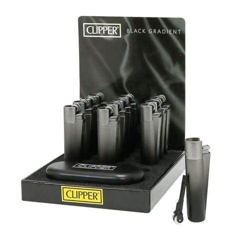 Clipper Full Metal Lighter Black Gradient W/ Case (12 Count)