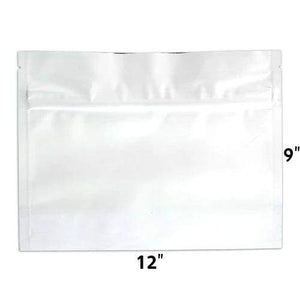 Mylar Bag DymaPak White Child Resistant Exit Bag - Opaque 12" x 9" (50, 100 and 250 Count)