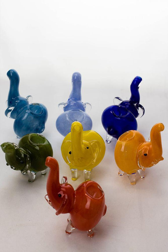 Standing elephant solid color glass hand pipe