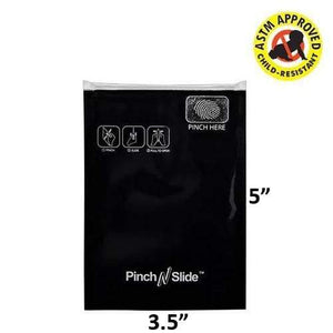 Mylar Bag Child Resistant Pinch & Slide Bag 3.5" x 5" Black (50, 100 and 250 Count)