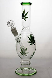 12" leaf printed oval shape glass water bong