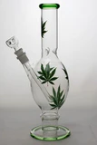 12" leaf printed oval shape glass water bong