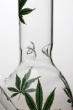 12" leaf printed oval shape glass water bong