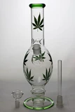 12" leaf printed oval shape glass water bong