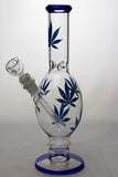 12" leaf printed oval shape glass water bong