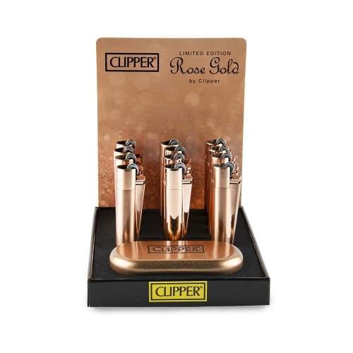 Clipper Full Metal Lighter Rose Gold W/ Case (9 Count)