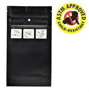 Mylar Bag DymaPak Child Resistant Black 1/4 Oz - Opaque  7 Grams (100, 500, or 1,000 Count)