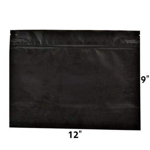 Mylar Bag DymaPak Black Child Resistant Exit Bag - Opaque 12" x 9" (50, 100 and 250 Count)