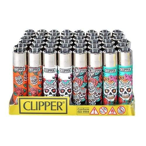 Clipper Lighter Mexican Skull Display (48 Count)