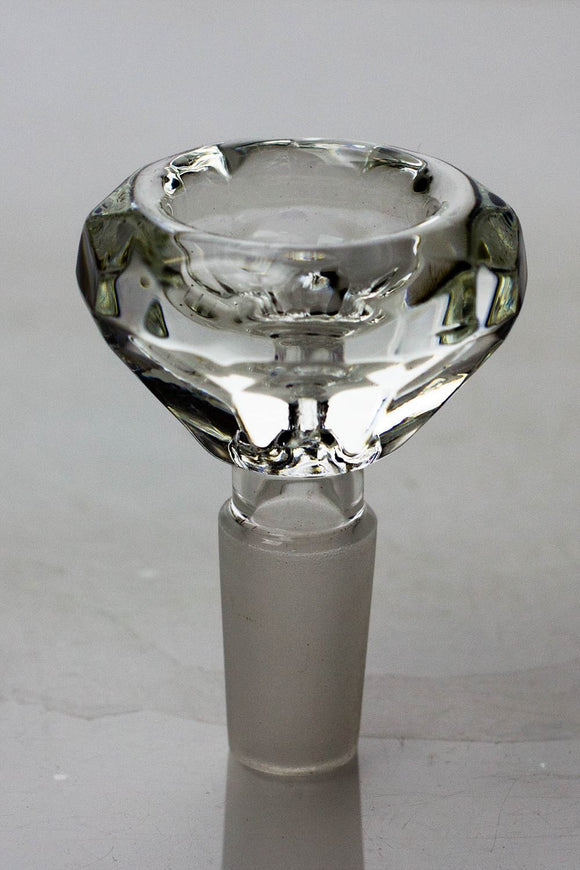 Diamond cutting shape wide glass bowl
