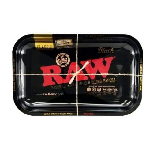 Raw Metal Black Rolling Tray Available in Small or Large (1 Count)