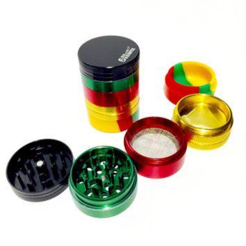 Sharper Herb Grinder w/ Silicone Base Rasta (1 Count)